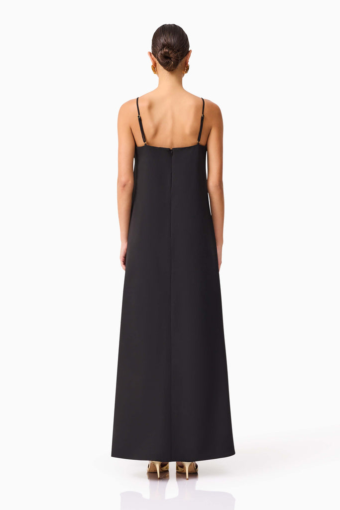 Buttercup Embroidered Maxi Dress in Black