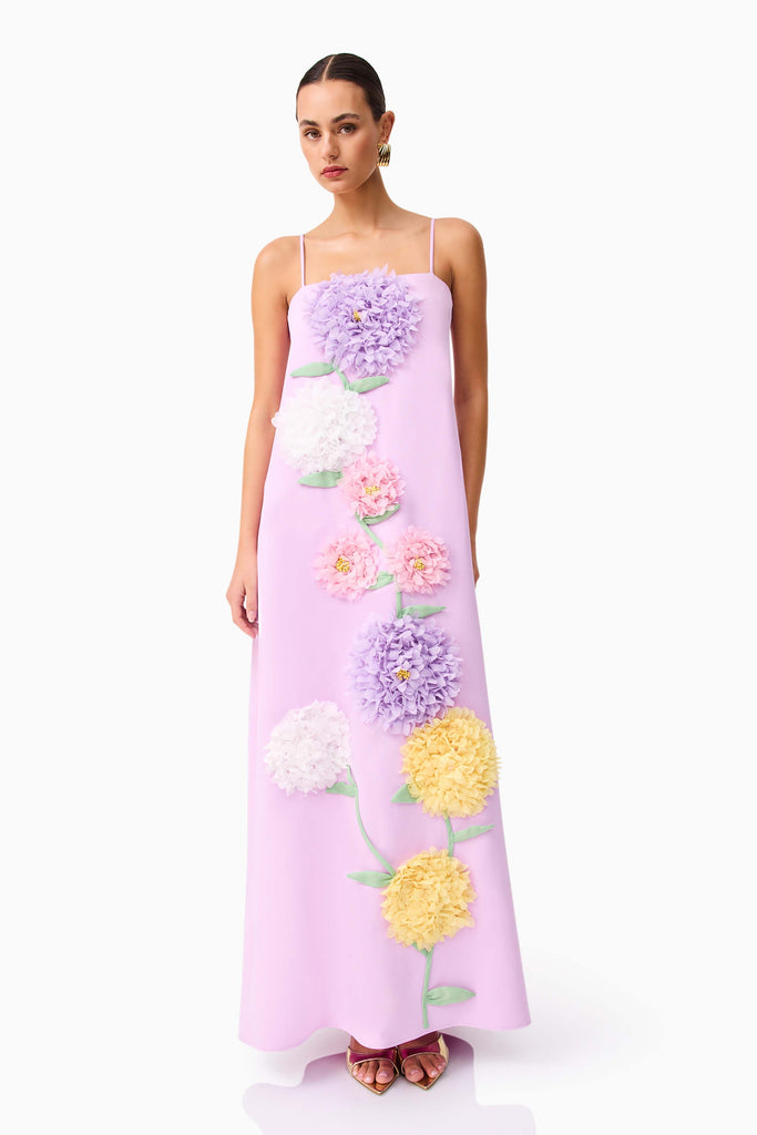 Buttercup Embroidered Maxi Dress in Purple