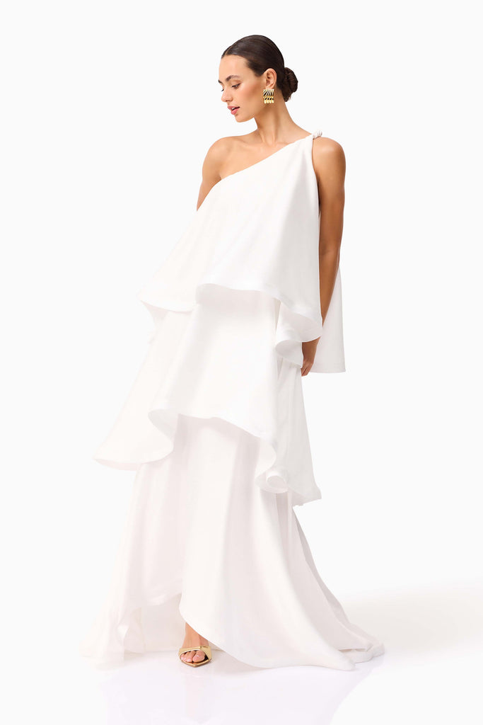 Tilly One Shoulder Maxi Dress in White