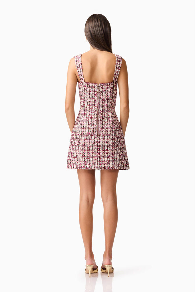 Bianca Tweed Mini Dress in Red