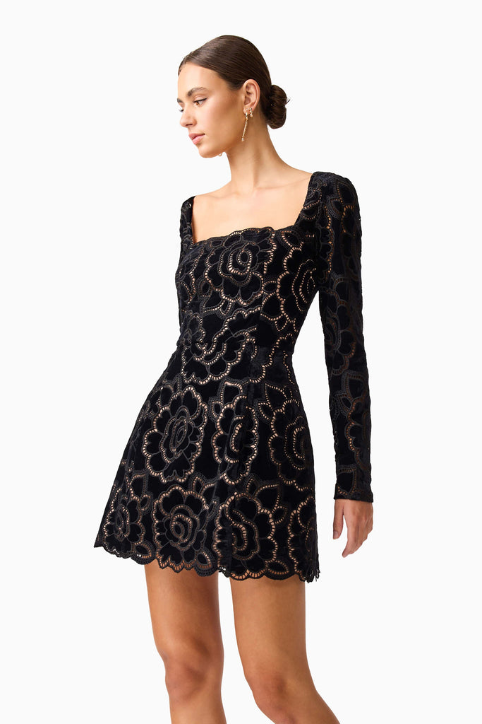 Eris Long Sleeve Mini Dress in Black