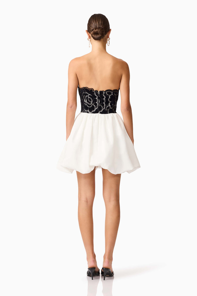 Eris Strapless Mini Dress in Black & White