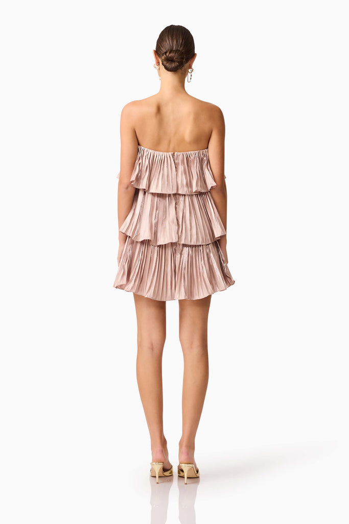 Lison Tiered Strapless Mini Dress in Pink