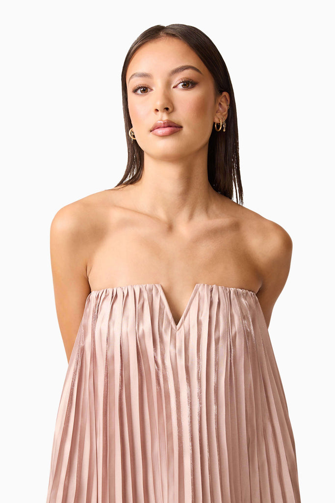 Lison Tiered Strapless Gown in Pink