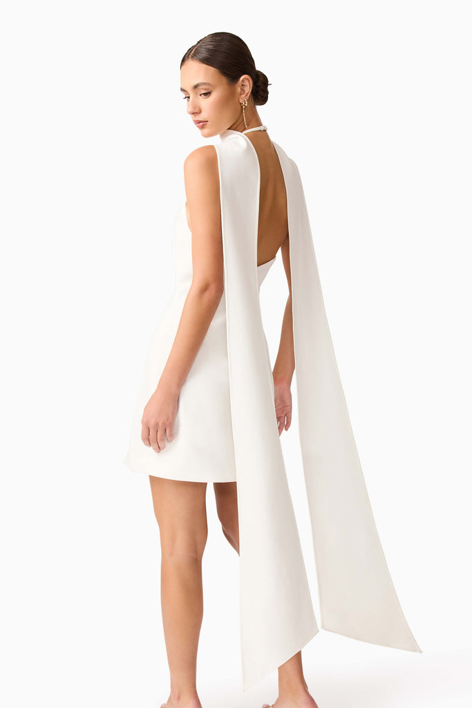 Mira Halter Mini Dress in White