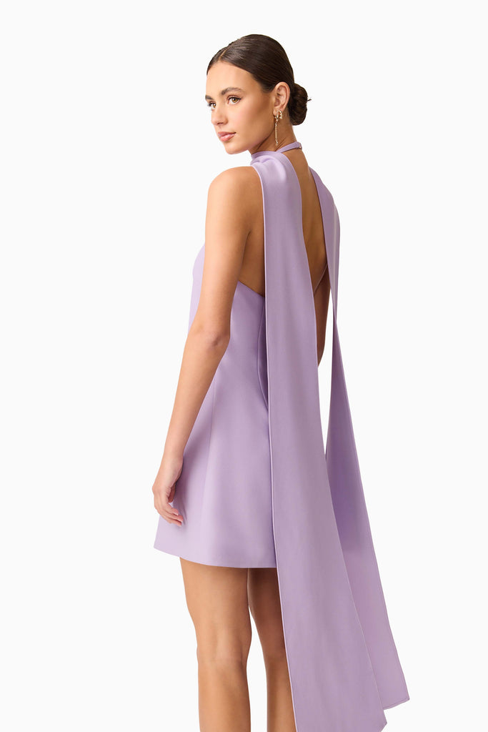 Mira Halter Mini Dress in Purple