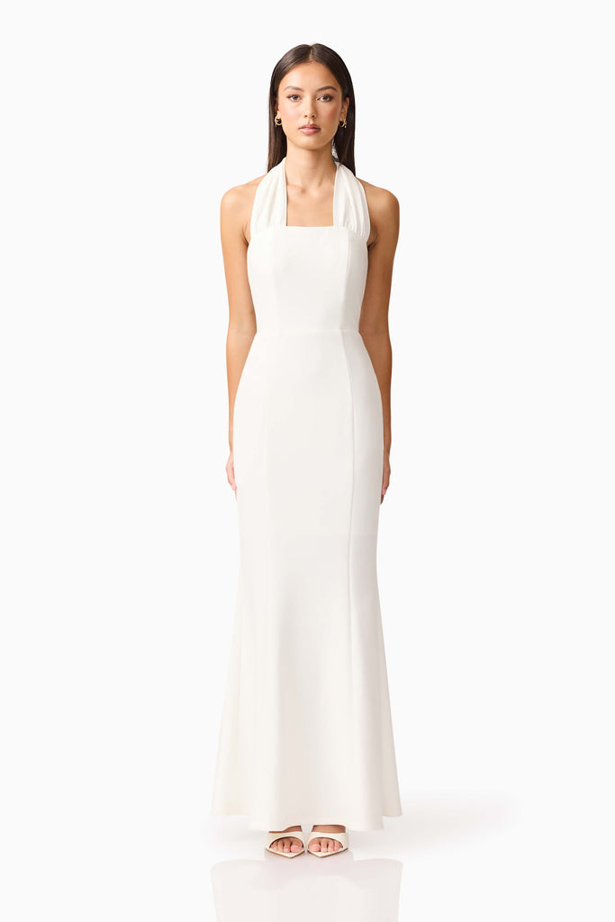 Mira Halter Gown in White