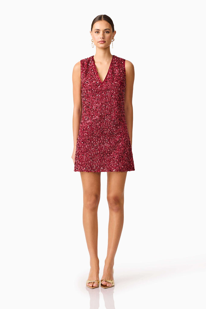 Carmen Shift Mini Dress in Red