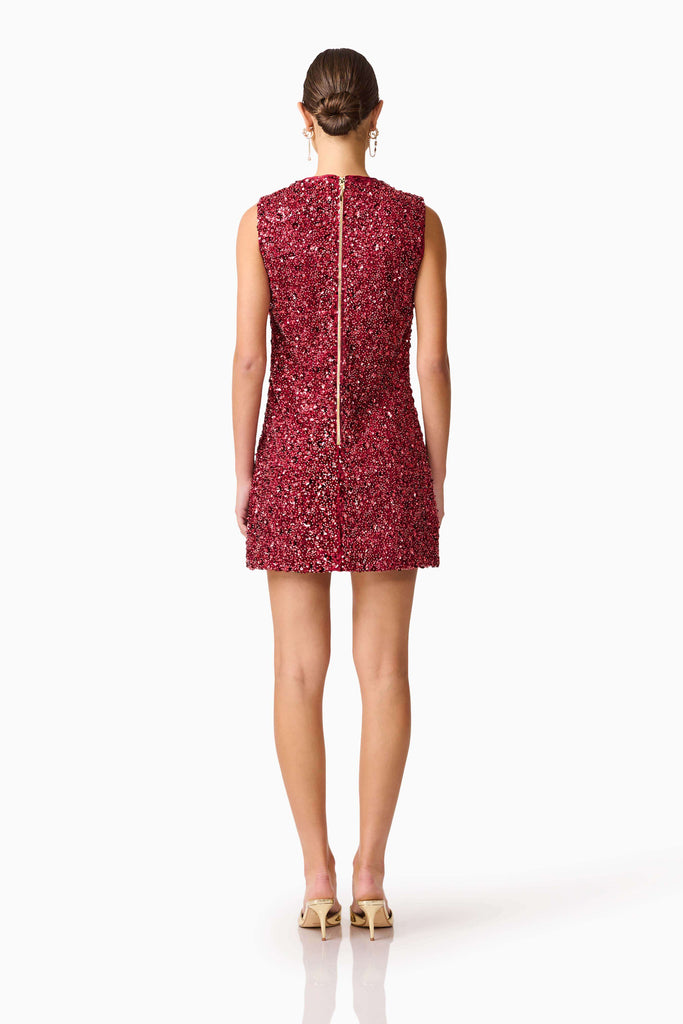 Carmen Shift Mini Dress in Red
