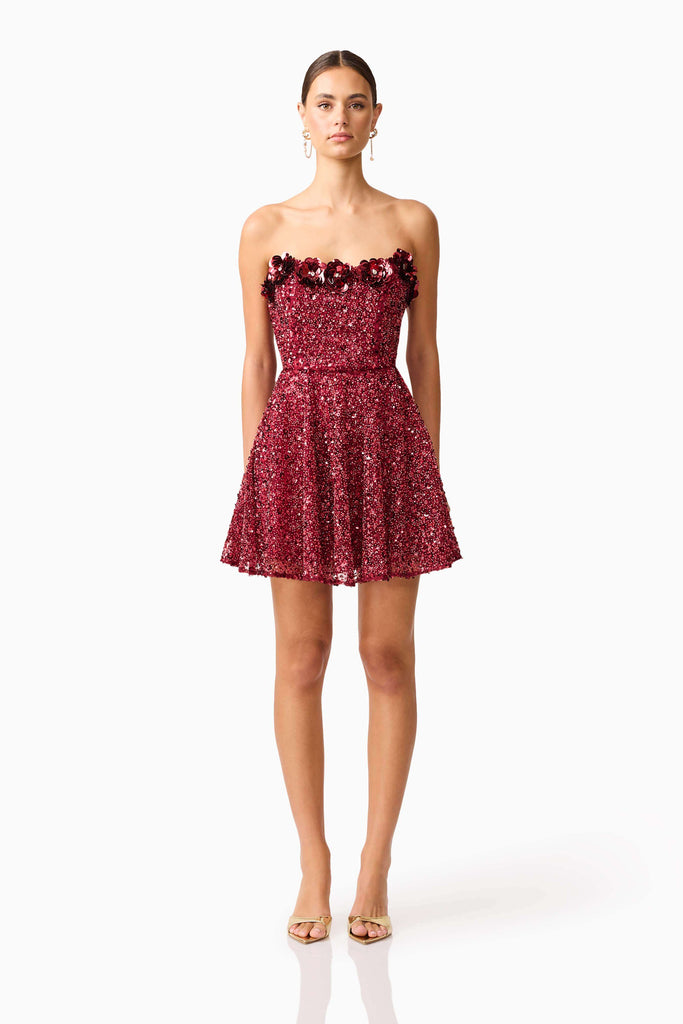 Carmen A-Line Mini Dress in Red