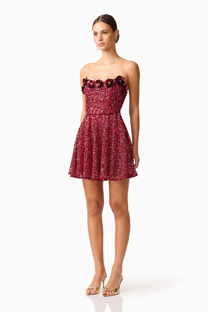 Carmen A-Line Mini Dress in Red