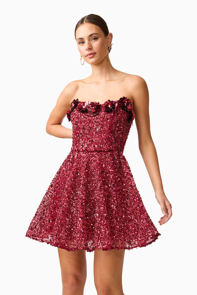 Carmen A-Line Mini Dress in Red