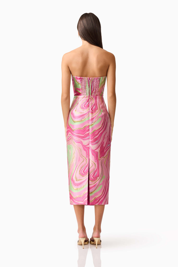 Mirella Strapless Midi Dress in Pink