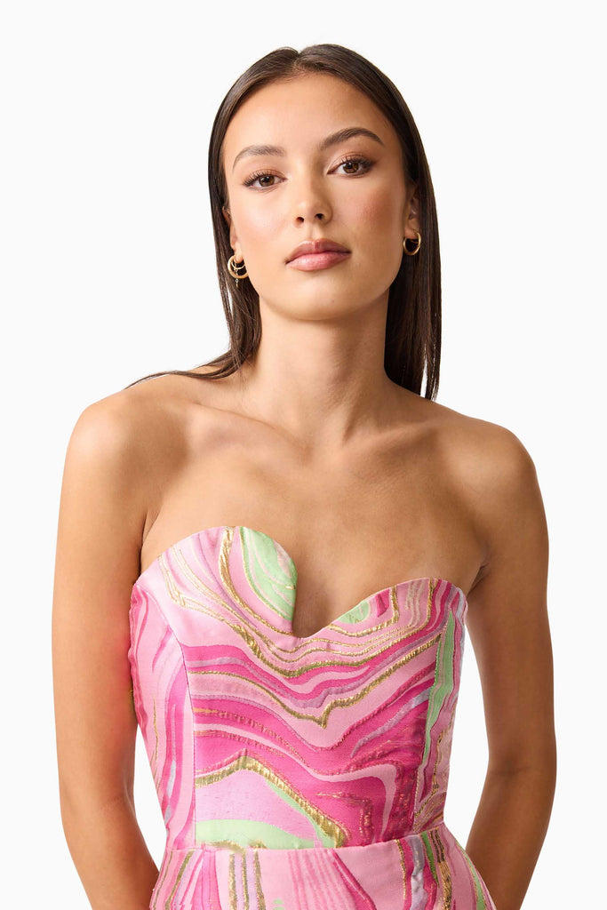 Mirella Strapless Midi Dress in Pink