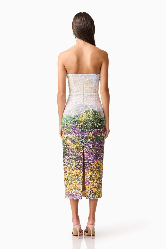 Arden Strapless Midi Dress in Multi Ombre