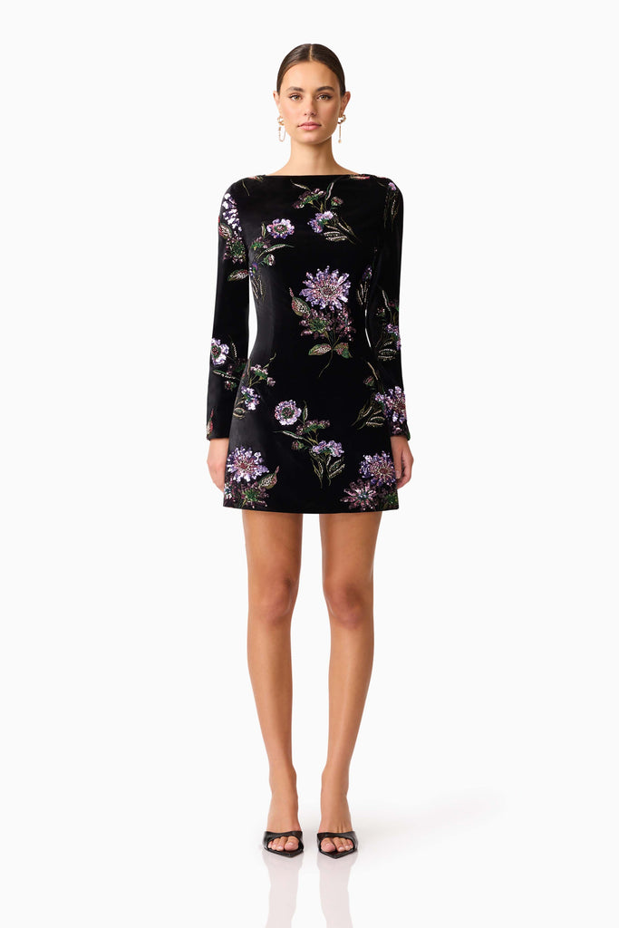 Clio Long Sleeve Mini Dress in Black