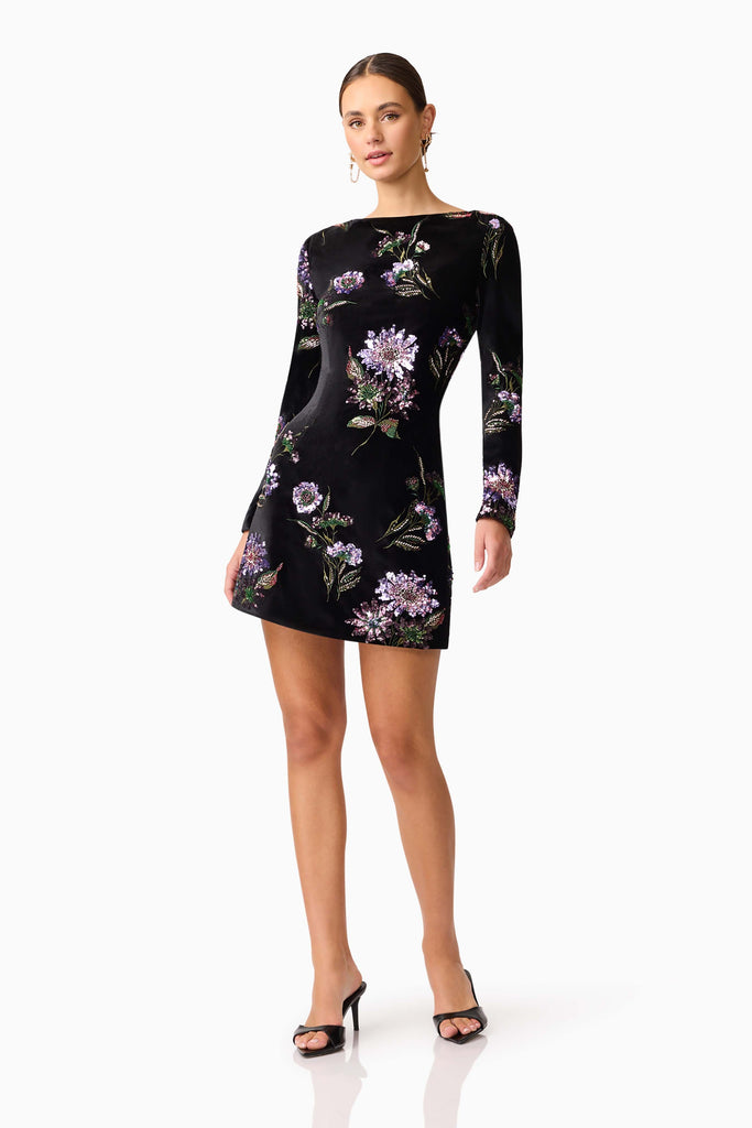 Clio Long Sleeve Mini Dress in Black