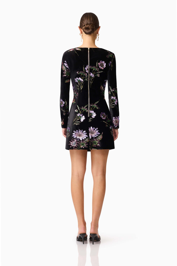 Clio Long Sleeve Mini Dress in Black