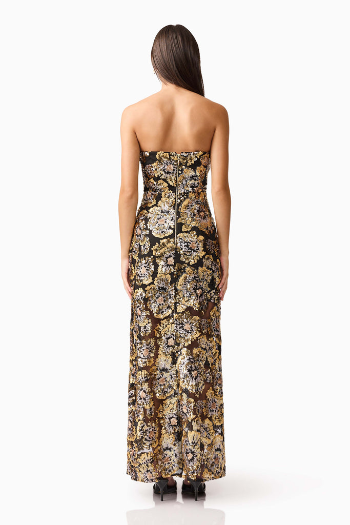 Celeste Strapless Gown in Black and Gold