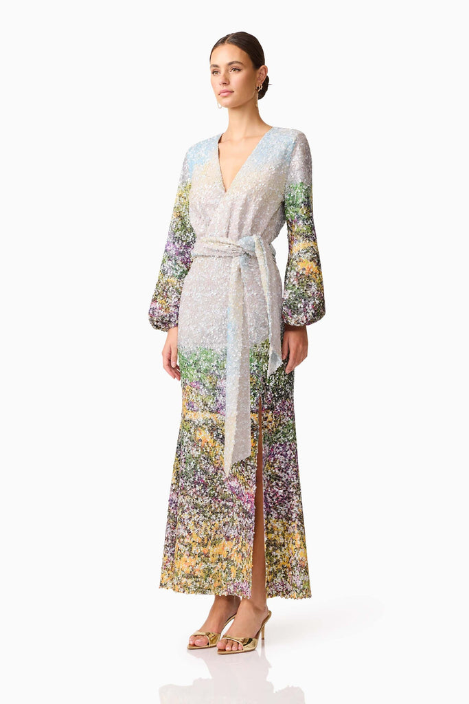 Arden Long Sleeve Gown in Multi Ombre