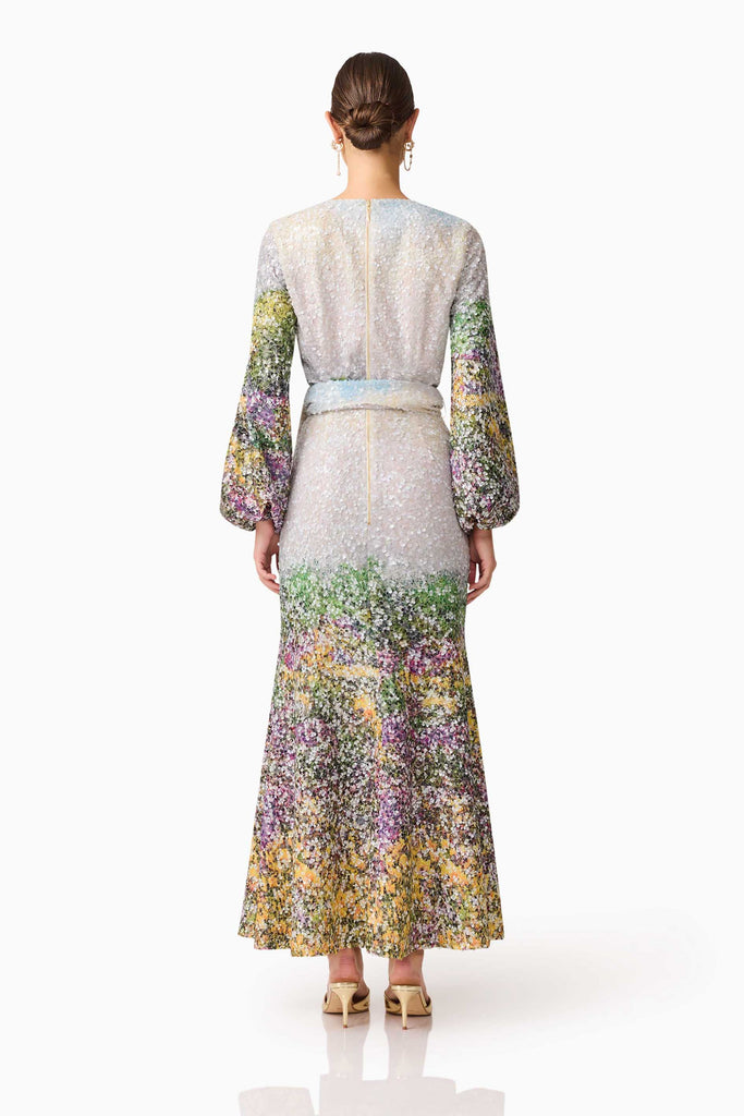 Arden Long Sleeve Gown in Multi Ombre