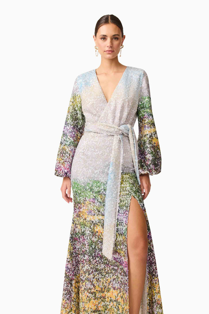 Arden Long Sleeve Gown in Multi Ombre