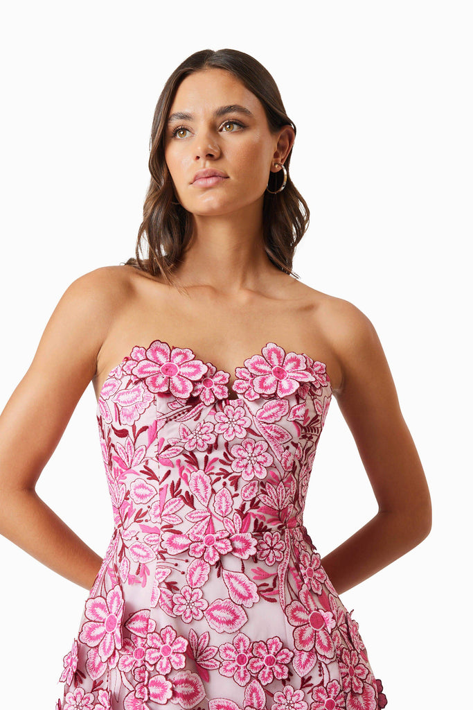 Roseate Floral Mini Dress in Pink