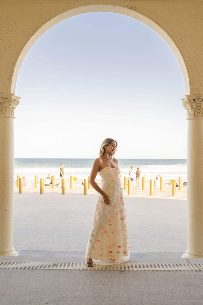 Livia Strapless Maxi Dress in Yellow