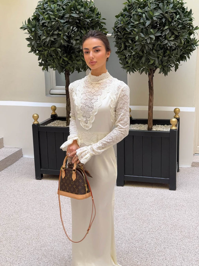 Margot Long Sleeve Gown in White