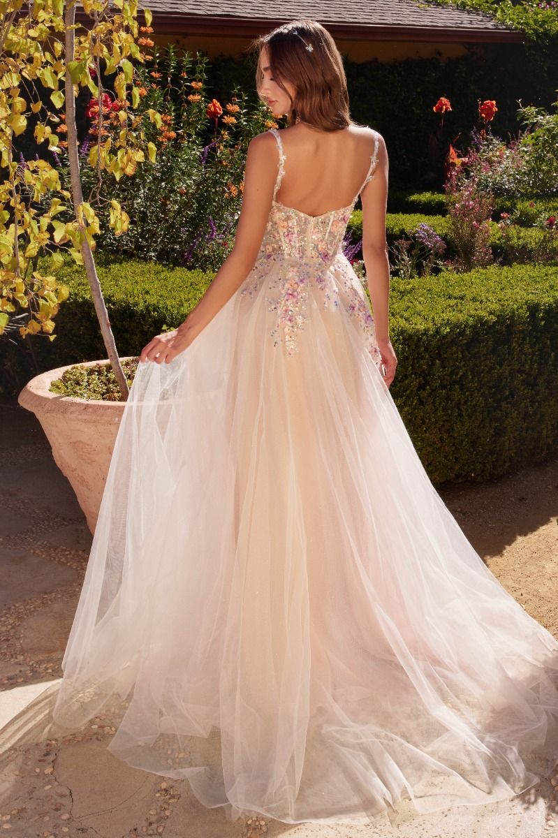 WHITE A-LINE DRESS WITH MULTI COLORED FLORAL EMBELLISHMENT WHITE A-LINE DRESS WITH MULTI COLORED FLORAL EMBELLISHMENT