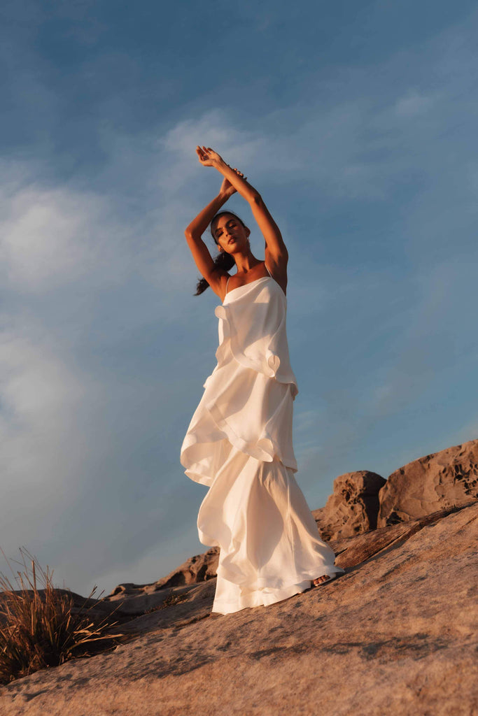 Tilly Tiered Maxi Dress in White