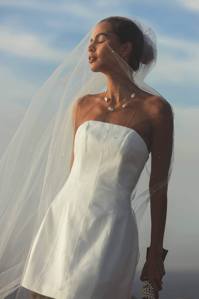Geranium Strapless Party Dress In White