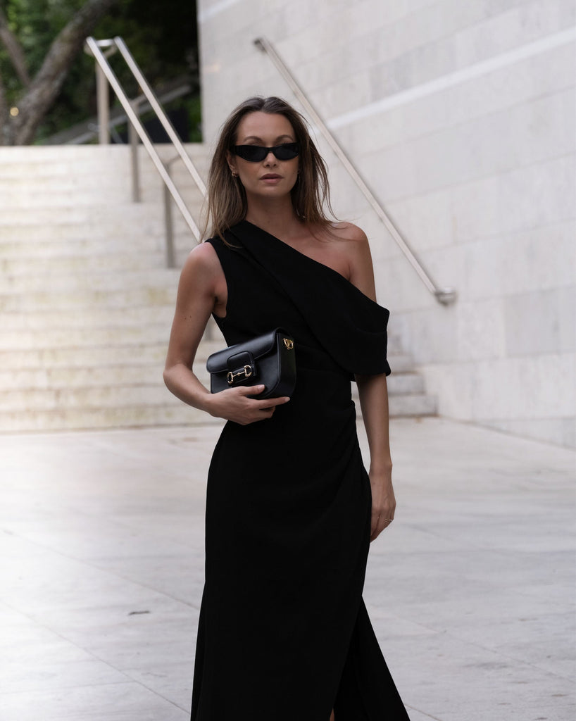 Isadora Off The Shoulder Maxi Gown in Black