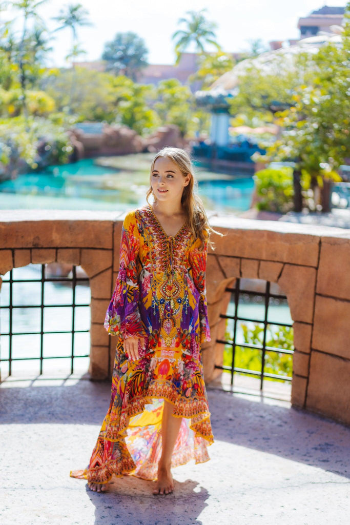 Tropical Sunset Hi-Low with sleeves - Belle Le Chic