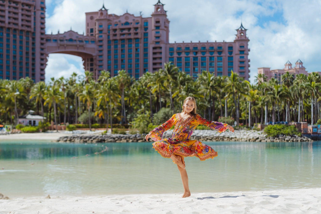 Tropical Sunset Hi-Low with sleeves - Belle Le Chic