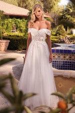 LACE OFF THE SHOULDER BRIDAL GOWN - Belle Le Chic