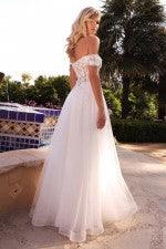 LACE OFF THE SHOULDER BRIDAL GOWN - Belle Le Chic